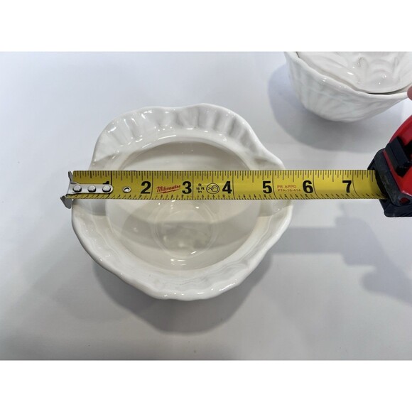 VTG OLFAIRE Portugal White Ceramic Shell Lidded Bowls Set Of 2- Coastal‎ Cottage - Picture 13 of 15